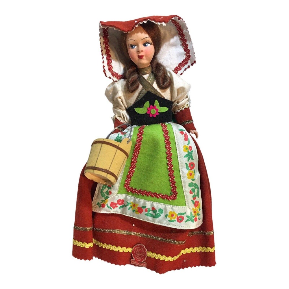 Vintage Magis Roma Doll Wood Water Bucket Made In Italy 8 inches